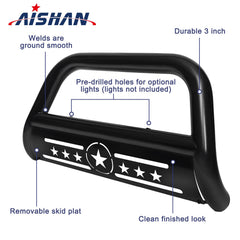 AISHAN front bumper guard with durable steel construction enhances front-end protection.