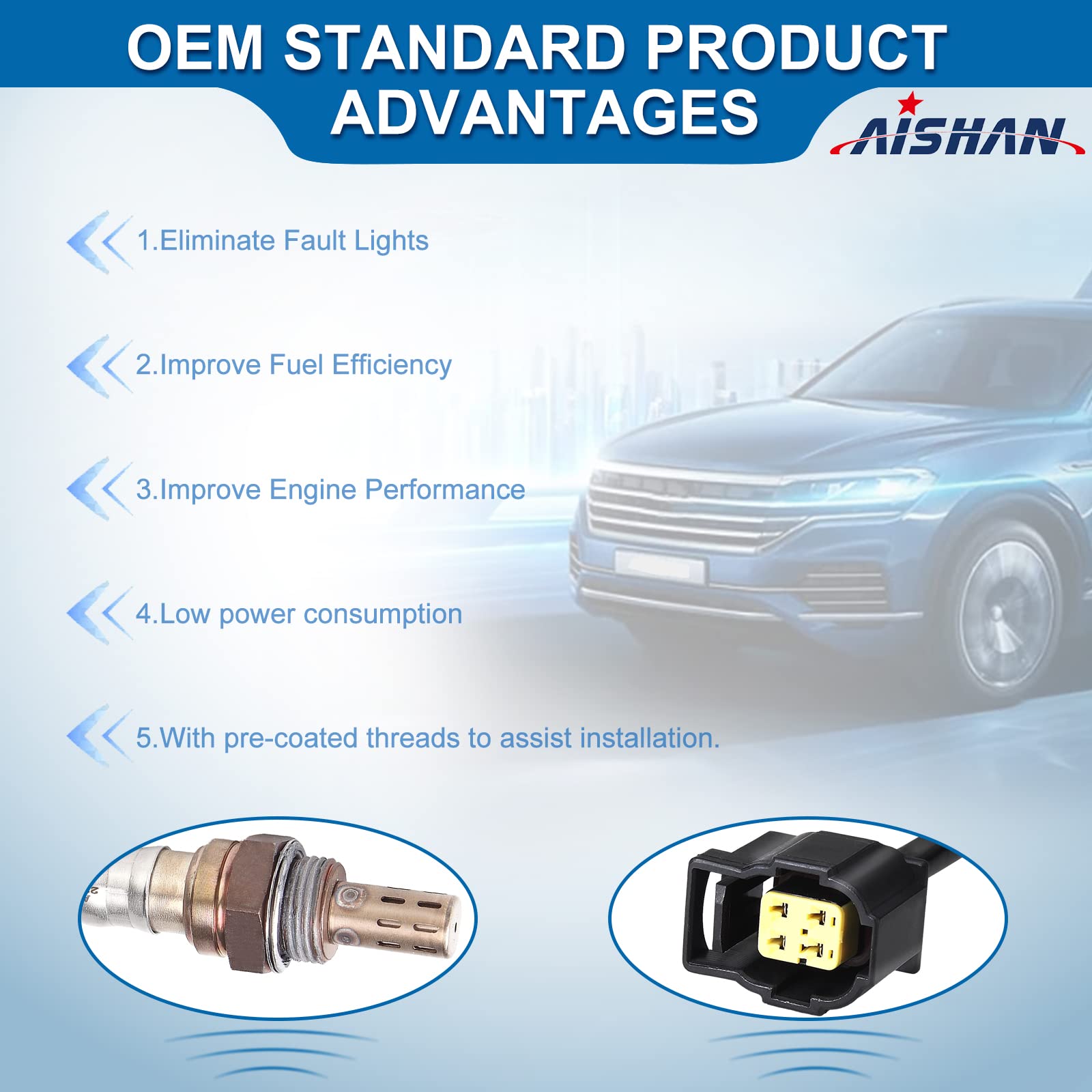 AISHAN oxygen sensor downstream view highlighting reliable exhaust sensing