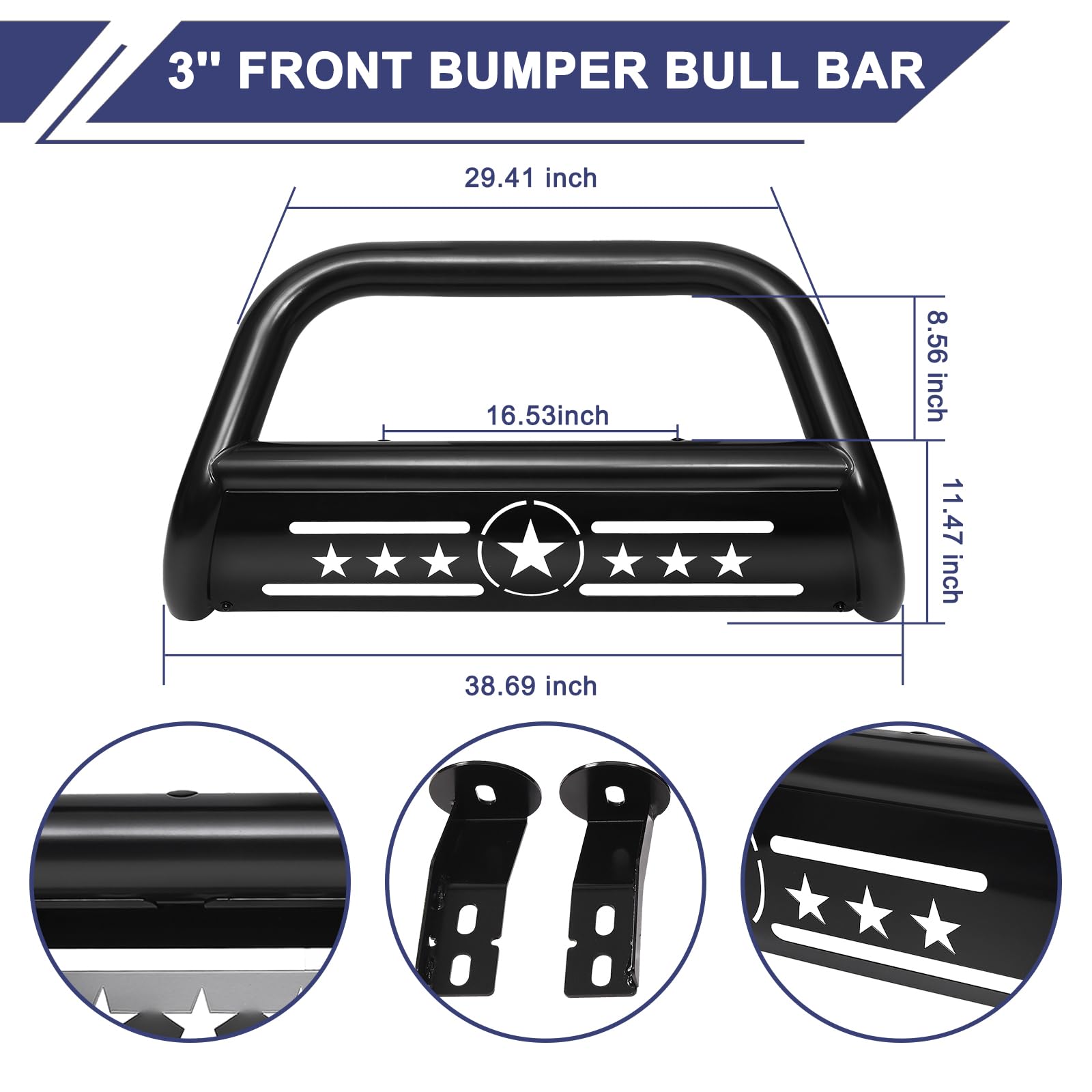 AISHAN bull bar features seamless welding for strength and reliability on tough terrain.