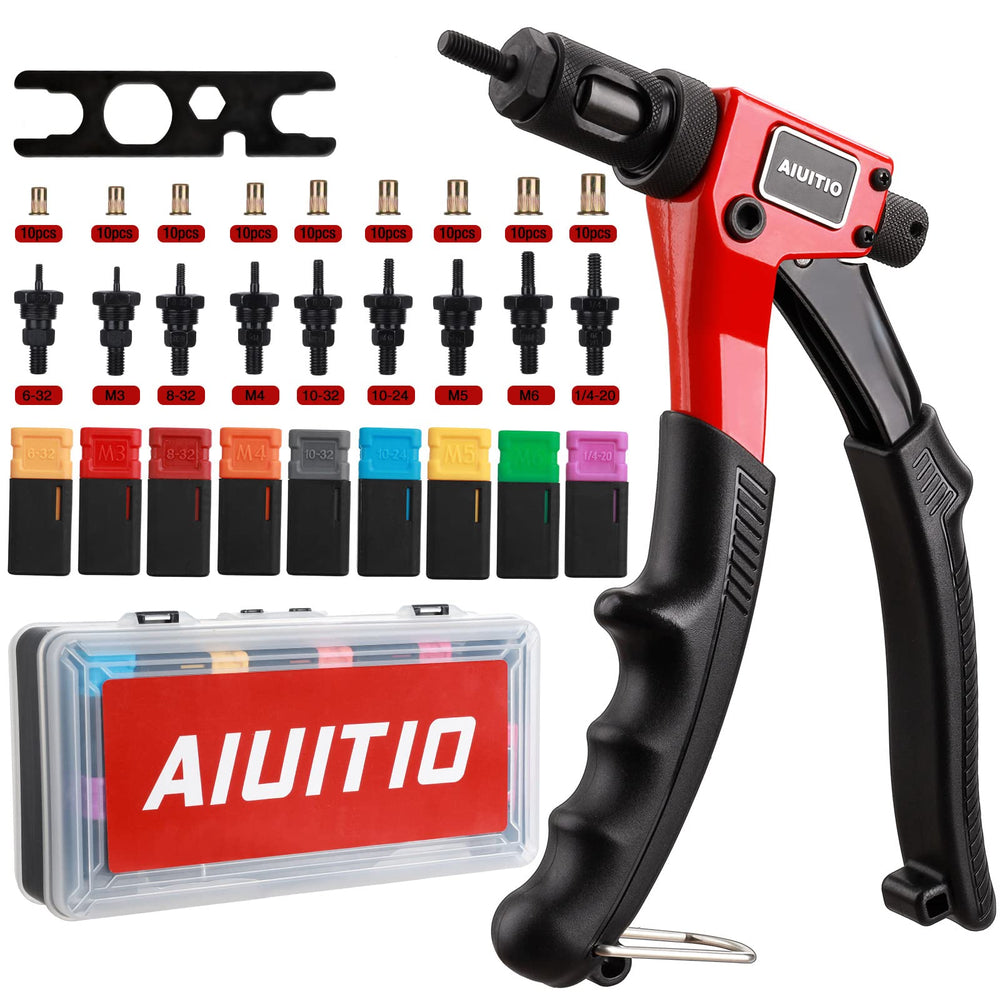 AIUITIO 8-inch rivet nut tool in use in tight spaces for rivet installs