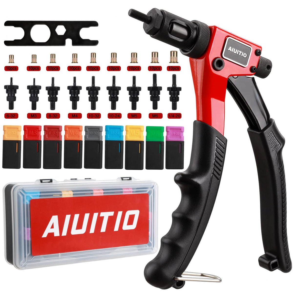 AIUITIO 8-inch rivet nut tool in use in tight spaces for rivet installs
