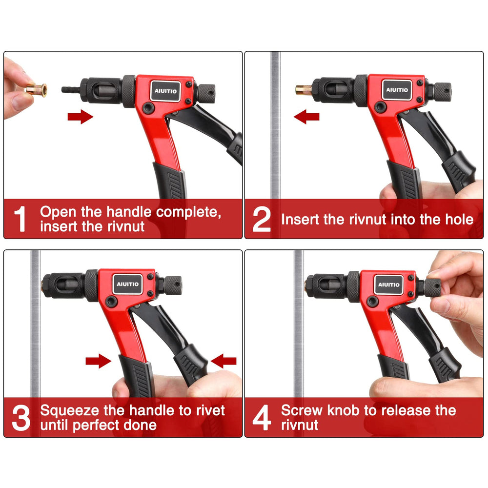 AIUITIO non-slip handle enhances comfort during riveting
