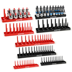 AIUITIO socket tray 1/4 drive metric deep sockets neatly organized for quick access.