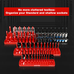 AIUITIO socket tray 3/8 drive metric deep sockets on sturdy rails.