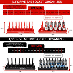 AIUITIO socket tray 3/8 drive SAE deep sockets for fast identification.