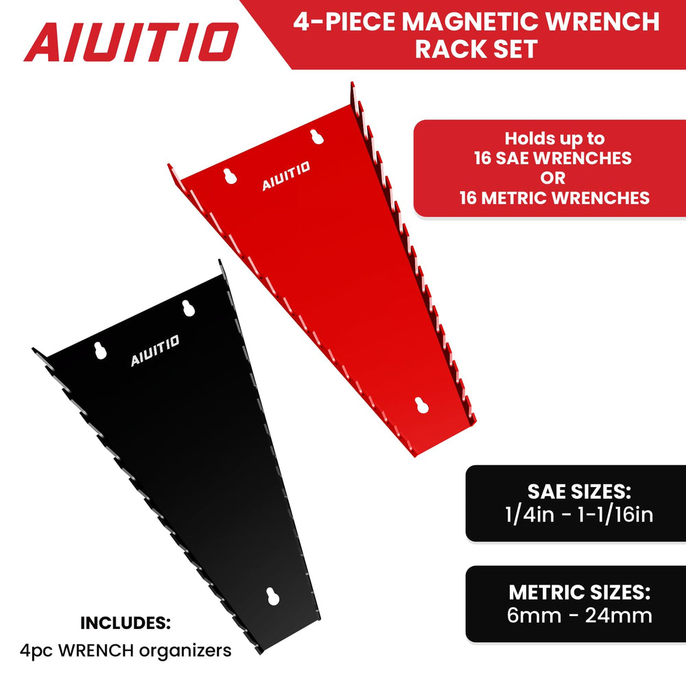 AIUITIO magnetic wrench rack mounted on a wall for secure, ready-to-work storage