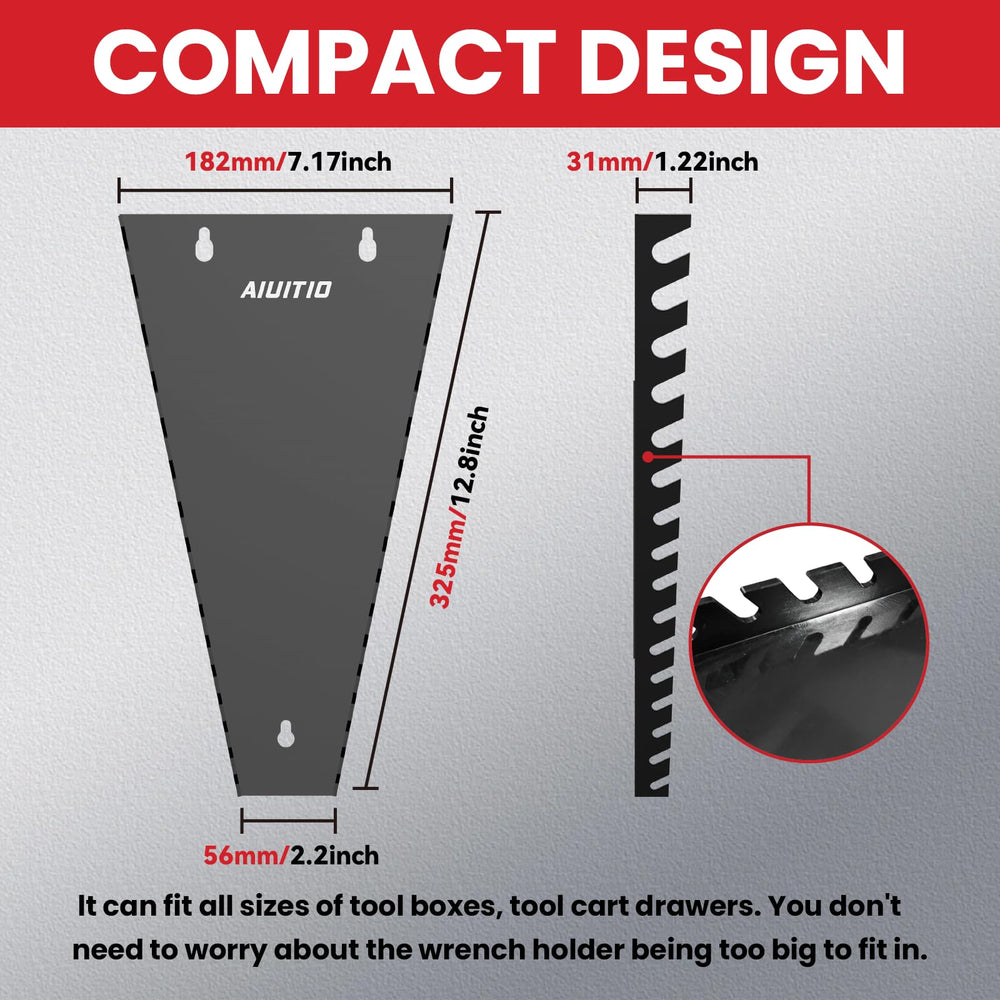 AIUITIO 64-slot tray stores SAE and metric wrenches securely