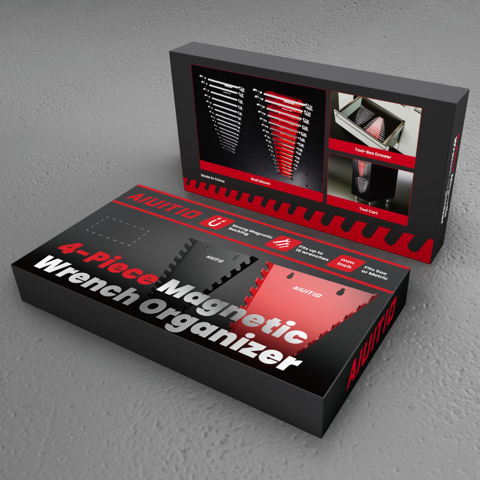 AIUITIO four-pack keeps a wide wrench selection organized in your workspace