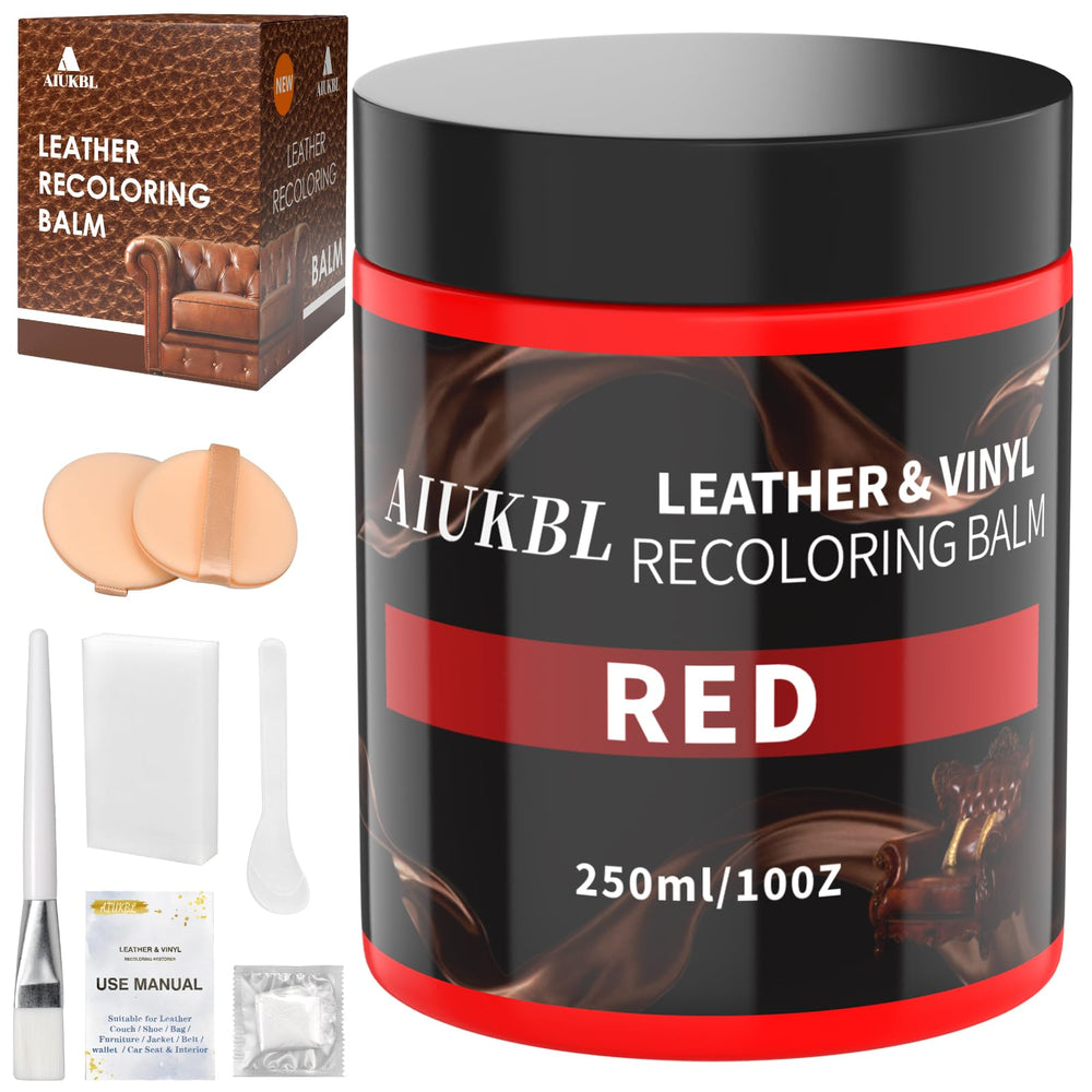 AIUKBL Leather Recoloring Balm application shows color revival on sofa.