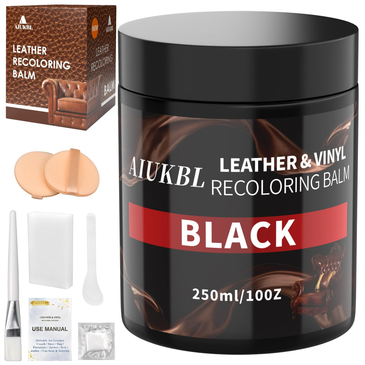 AIUKBL Leather Recoloring Balm bottle pour shows easy color restoration for sofas