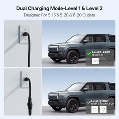 AIXINE charger with 25ft extension cord for flexible parking and charging.