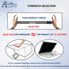 AiYiGu 18-inch gas strut extended enabling smooth opening of truck topper hatch.