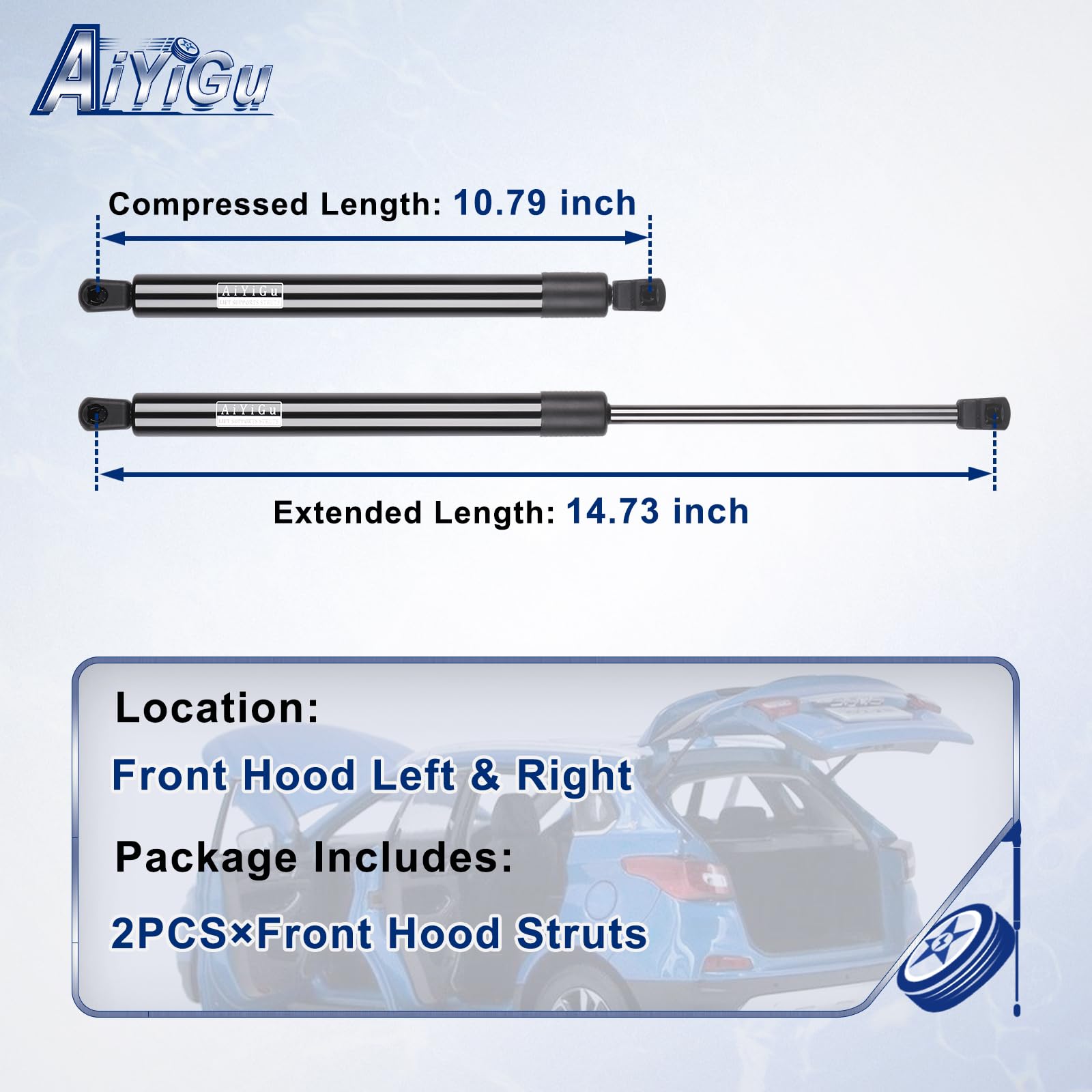 AiYiGu front hood strut right, reliable hold for safe engine access