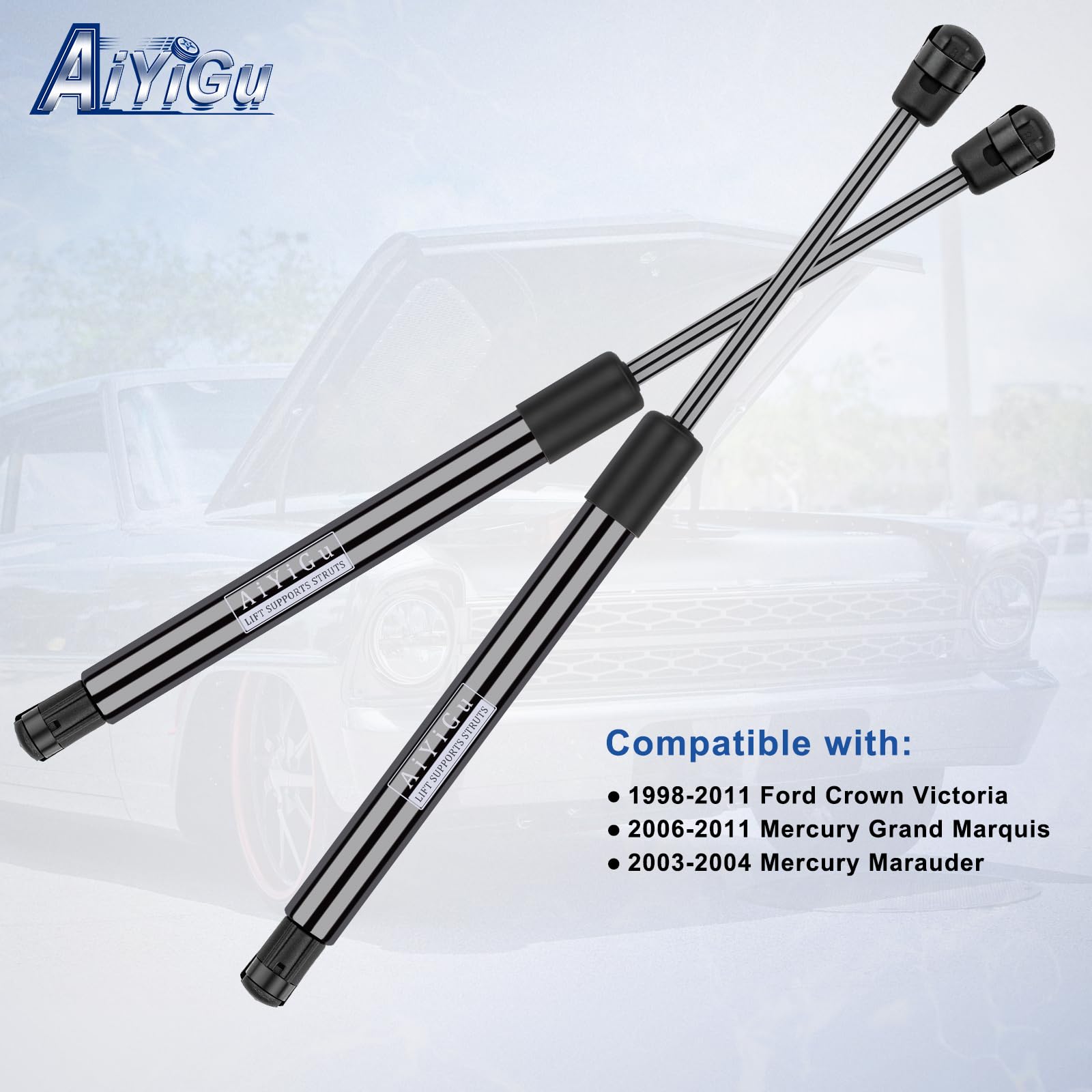 AiYiGu 4550 front hood strut extended length showing opening clearance