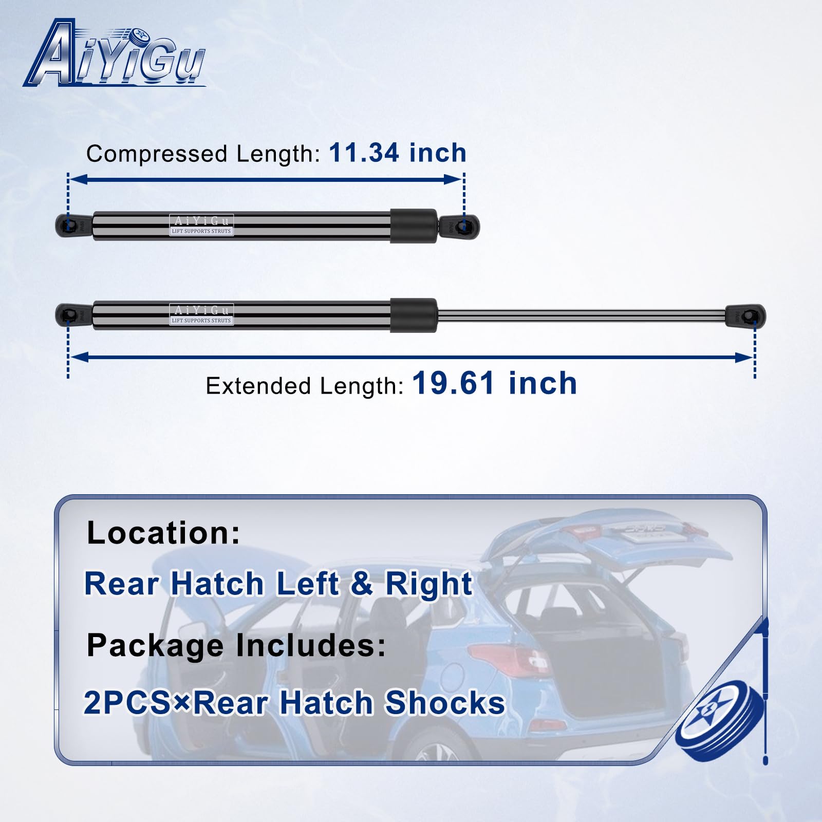 AiYiGu 4686 rear hatch shock right side supports steady opening for Dodge Aspen and Mercury Capri