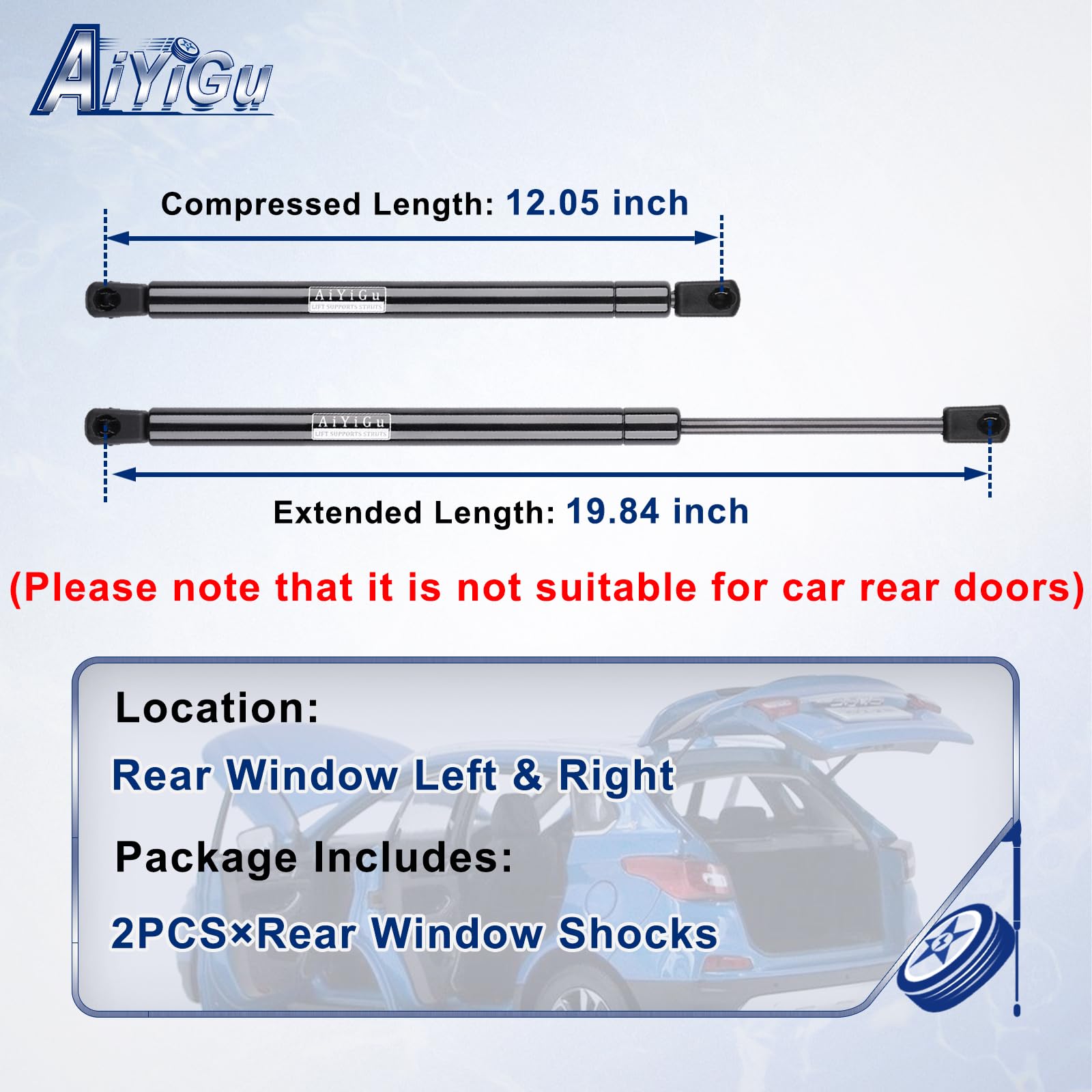 AiYiGu 6157 right rear window shock ready for quick install