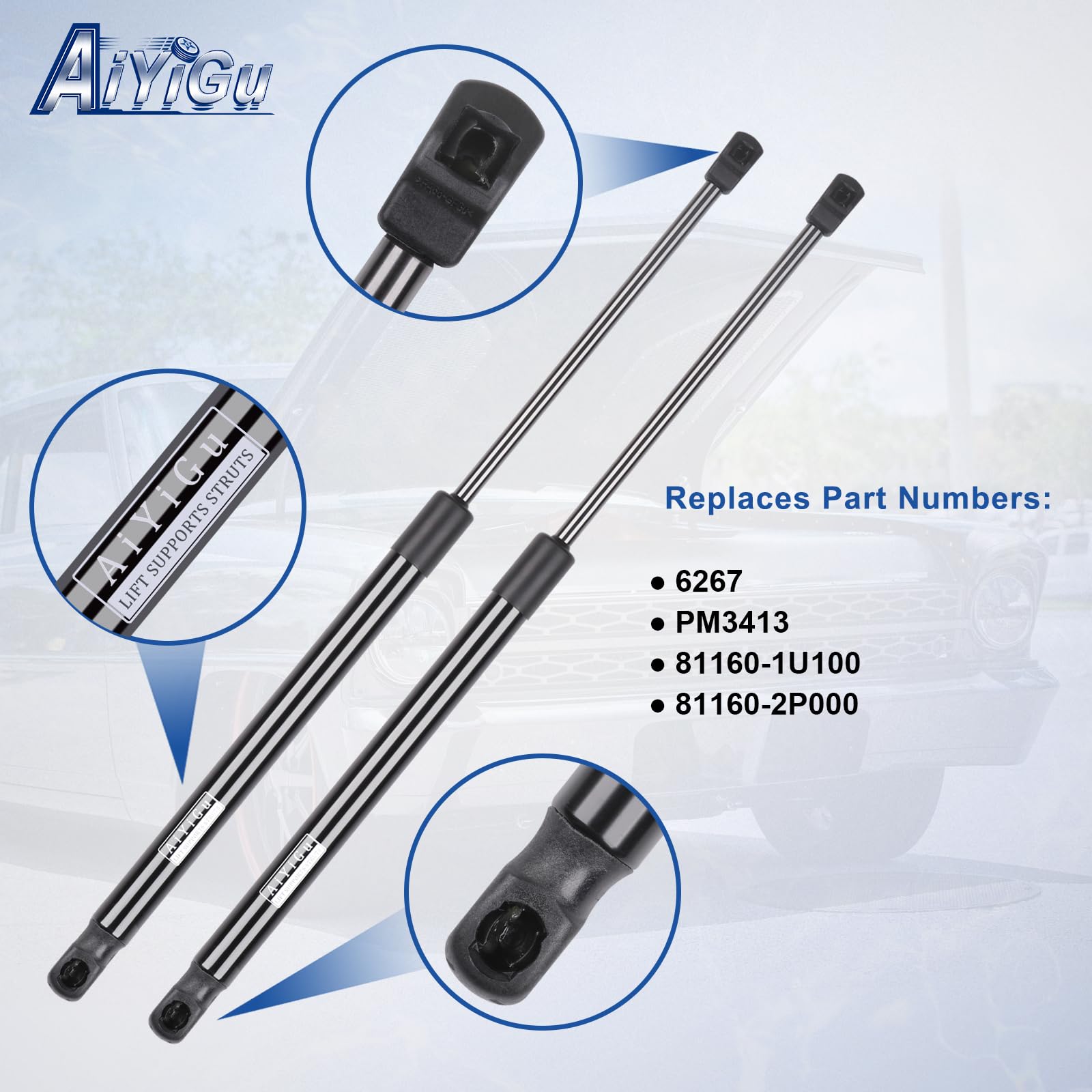 AiYiGu 6267 right front hood strut for Kia Sorento ensures smooth lifting.