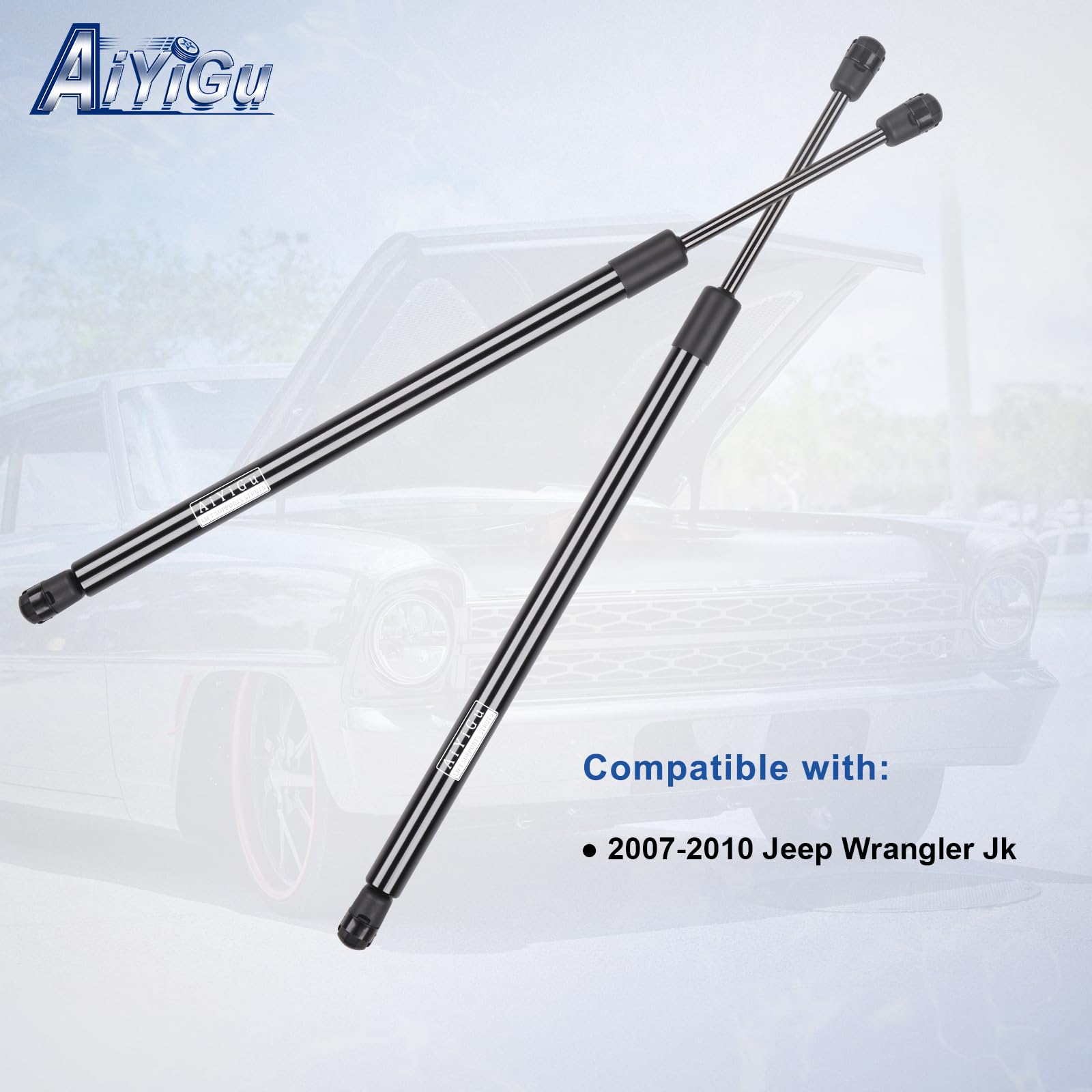 AiYiGu 6602 twin shocks pack ready for installation on Wrangler JK's rear window.