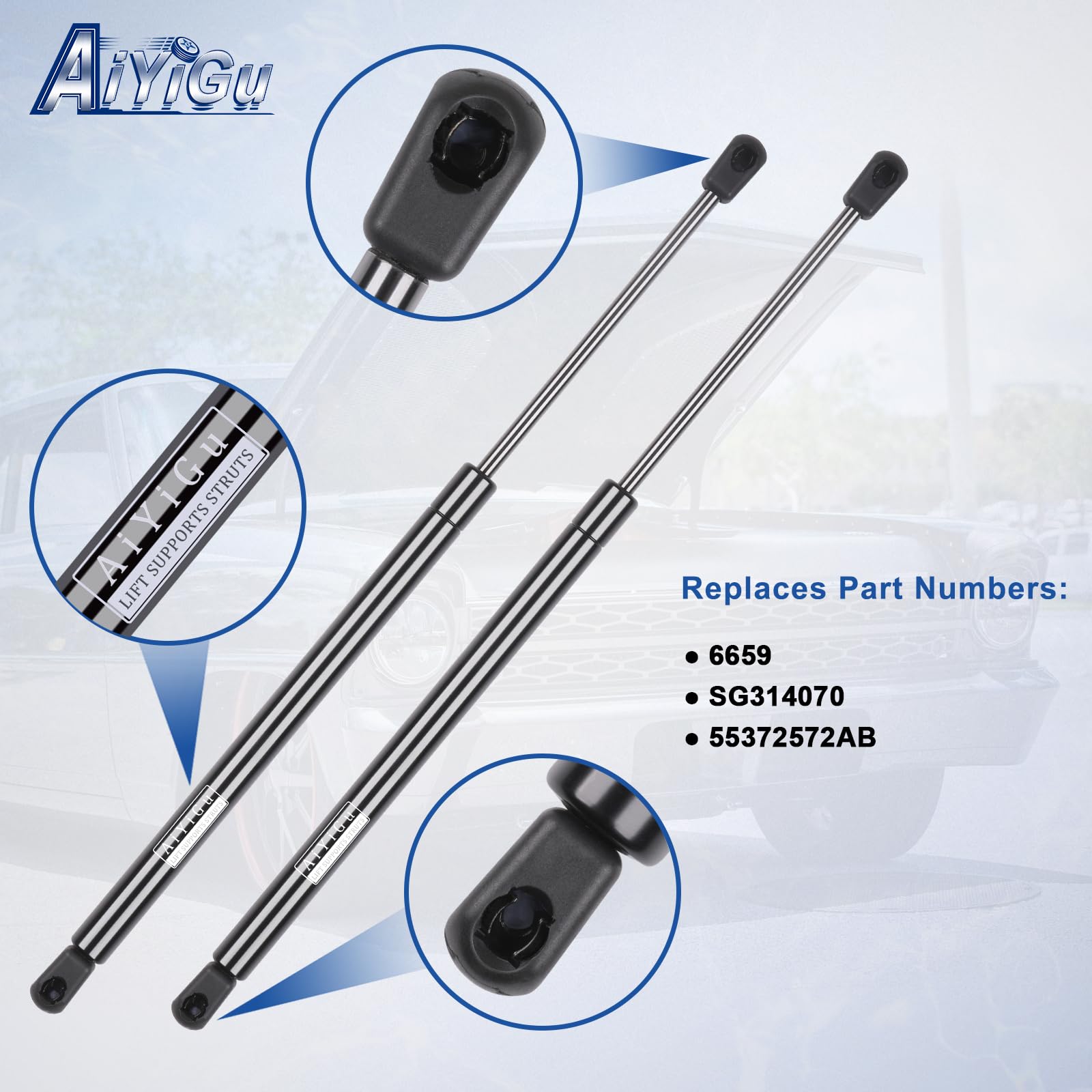 AiYiGu 6659 hood lift arm extended, full extension for easy access.