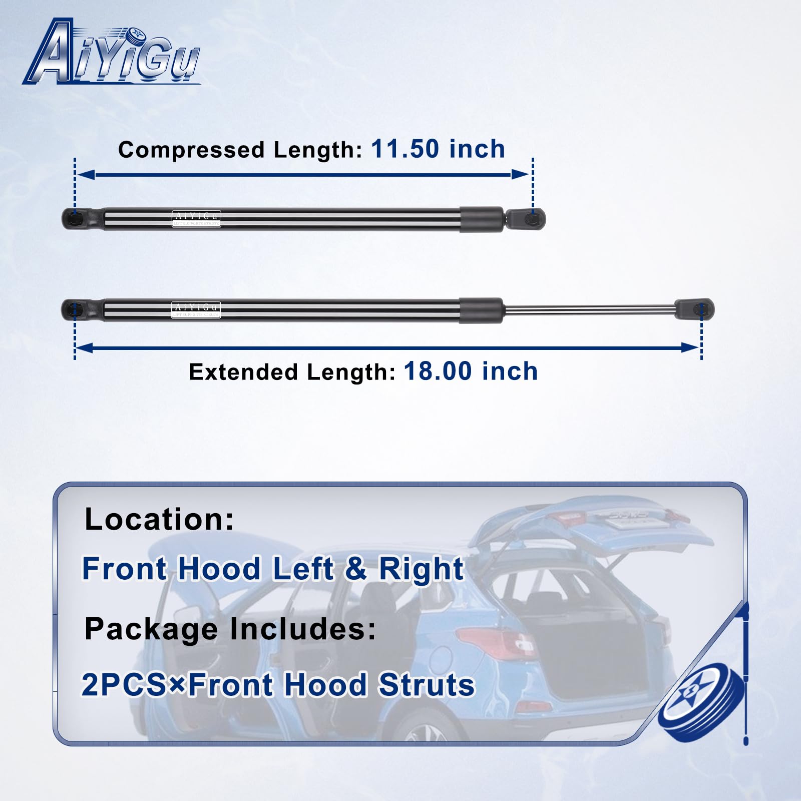 AiYiGu 7018 front hood strut right side supports Ram hood lift for easy access
