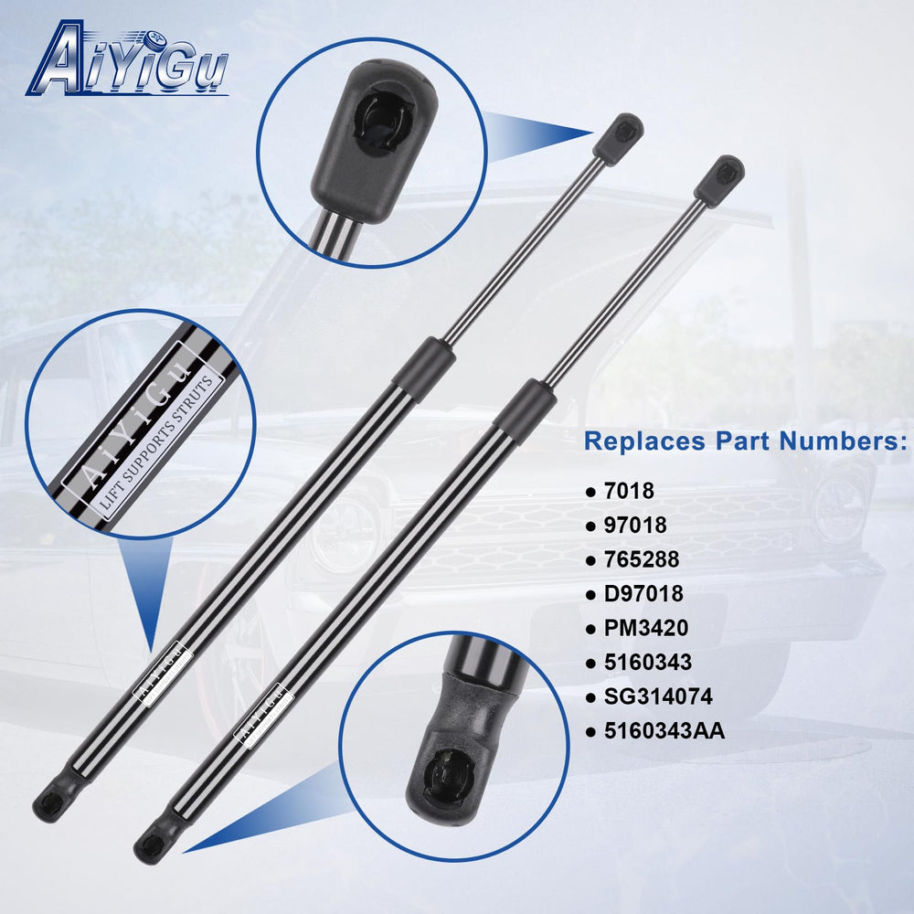 AiYiGu 7018 hood strut pair ready for Ram trucks