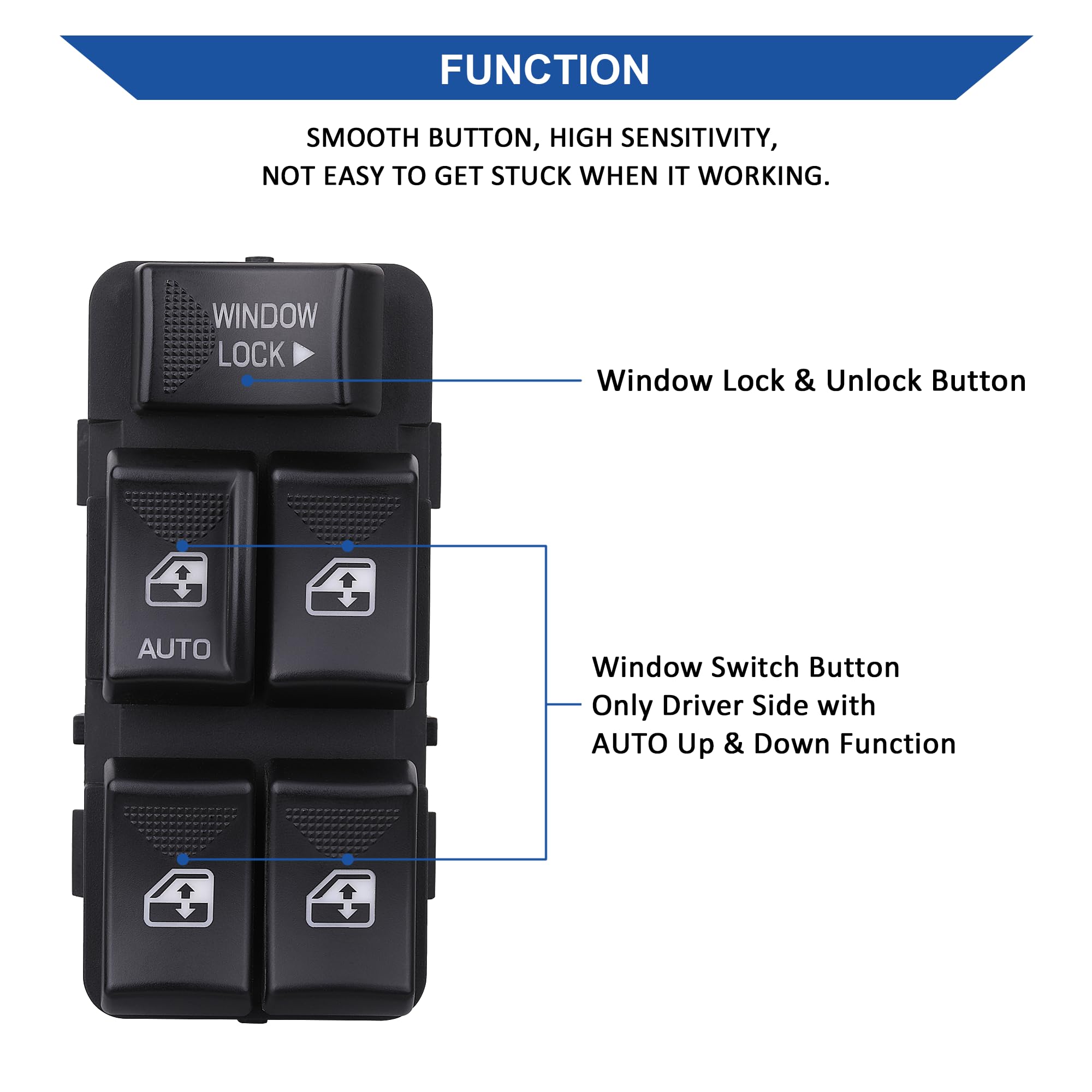 AiYiGu Chevy Impala front-left window switch ready for quick replacement.
