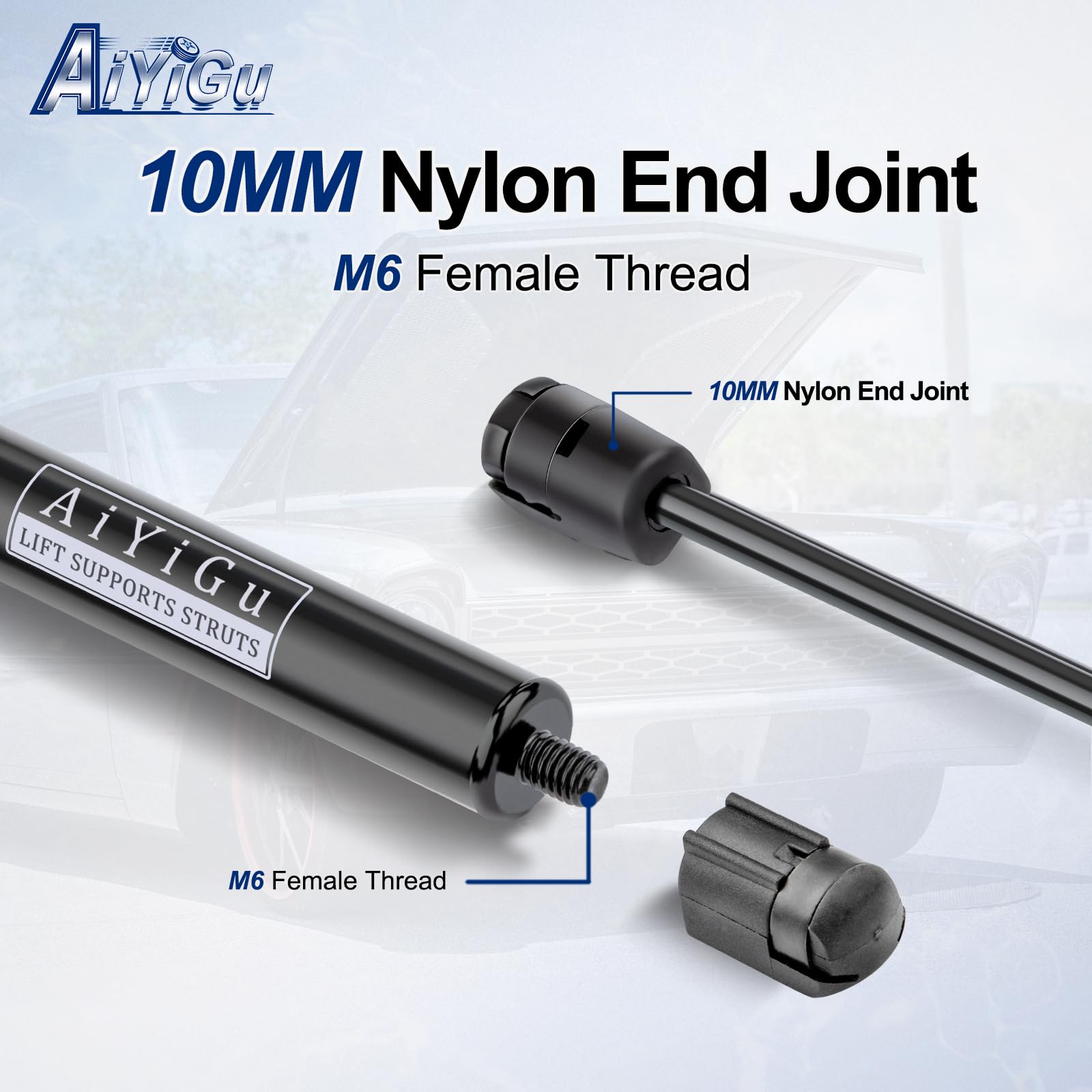 AiYiGu shock dimensions show compact and extended lengths for fit.