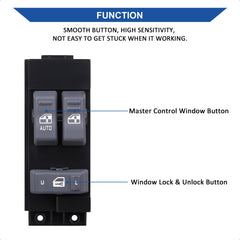 AiYiGu gray button window switch for GMC Sierra 1999-2002, controls two windows and locks.