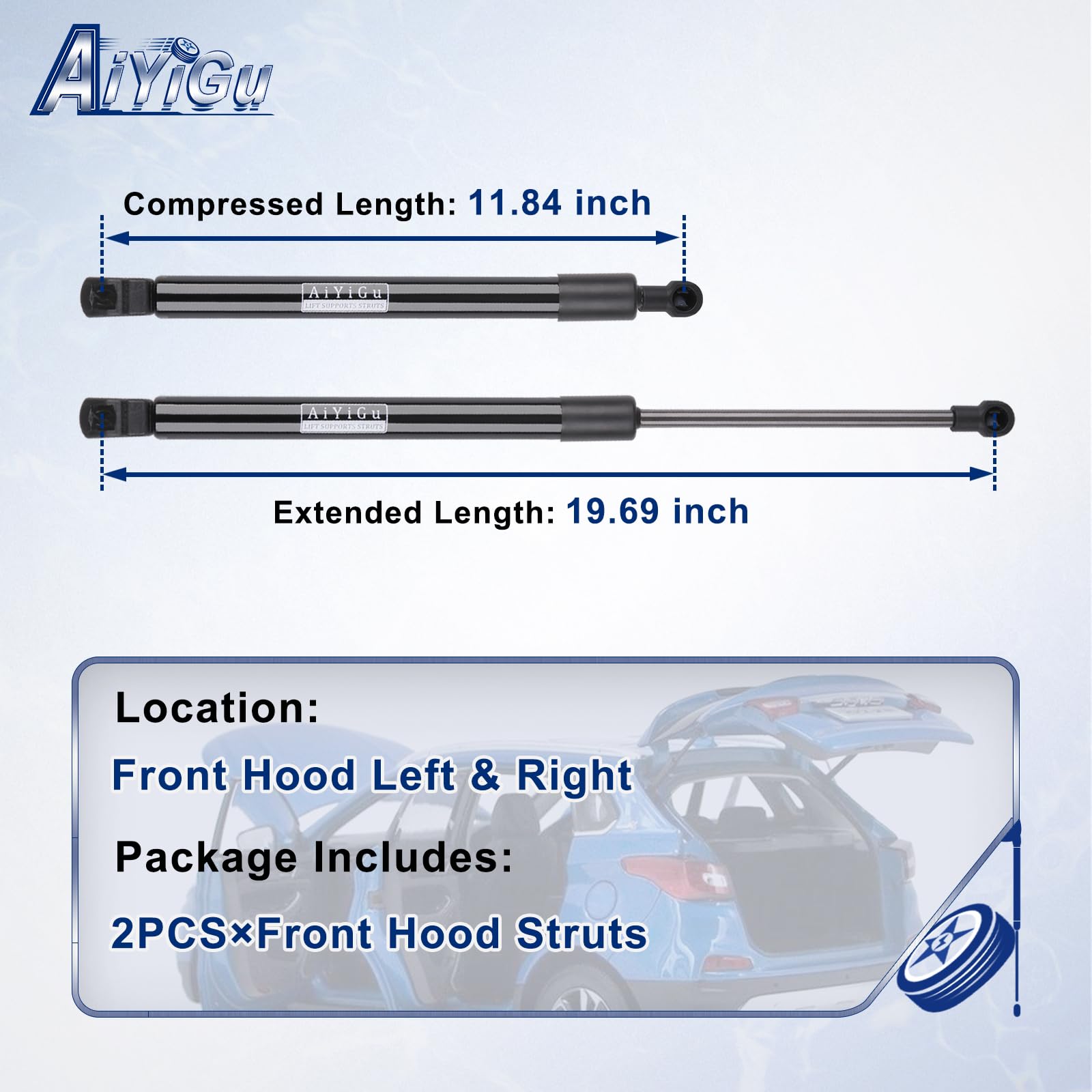 AiYiGu front hood strut right delivers smooth, balanced lifting during service.