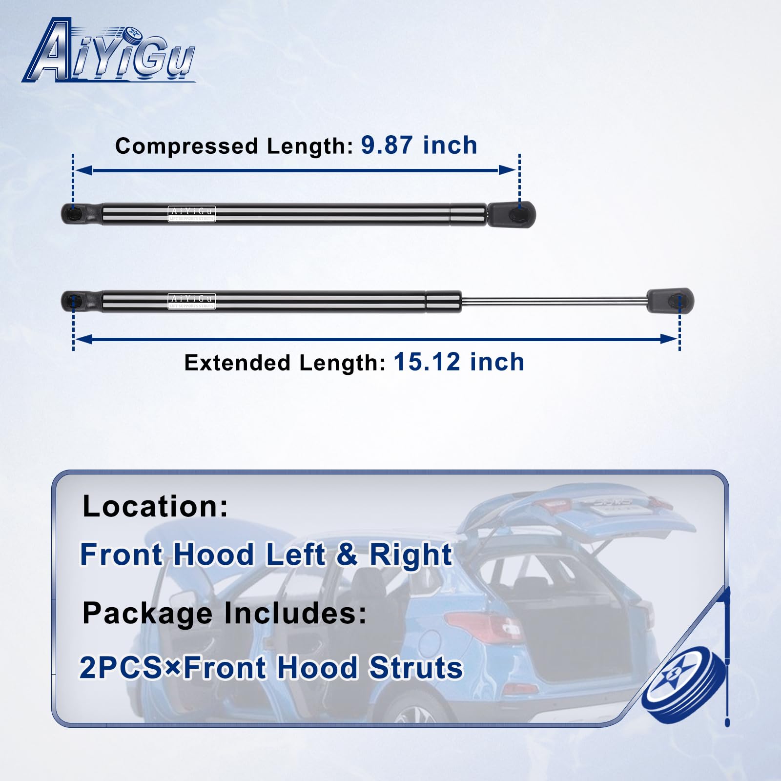 AiYiGu front hood strut right offers reliable support during hood opening.