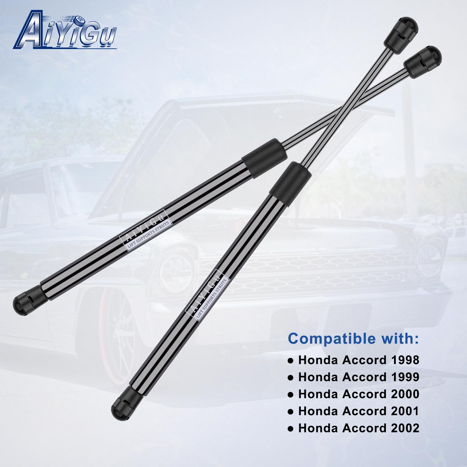 AiYiGu hood struts mechanism closeup shows sturdy spring design.