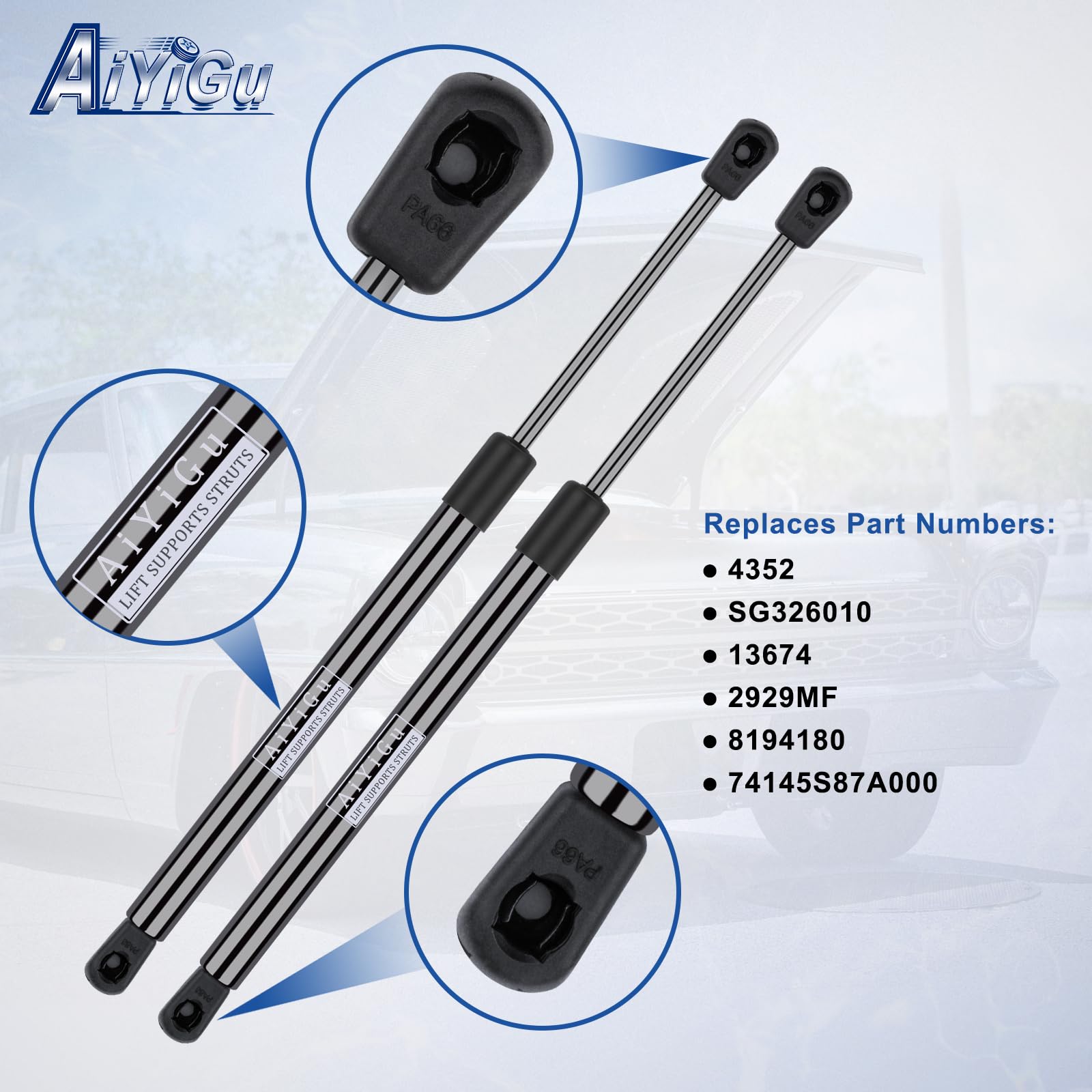 AiYiGu front hood struts set for Honda Accord, ready for replacement.