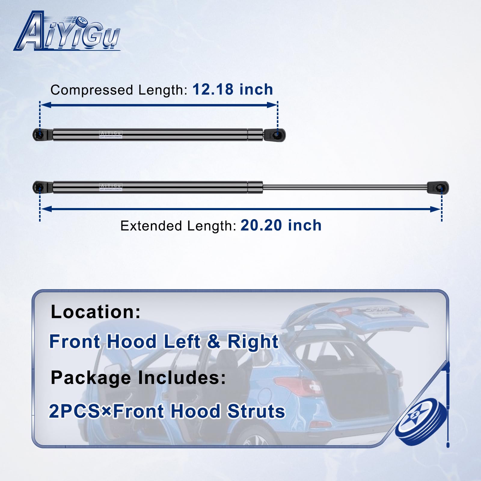 AiYiGu front hood struts right side for RX, smooth opening.