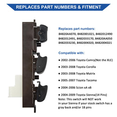 AiYiGu front-left window switch on Toyota door with wiring