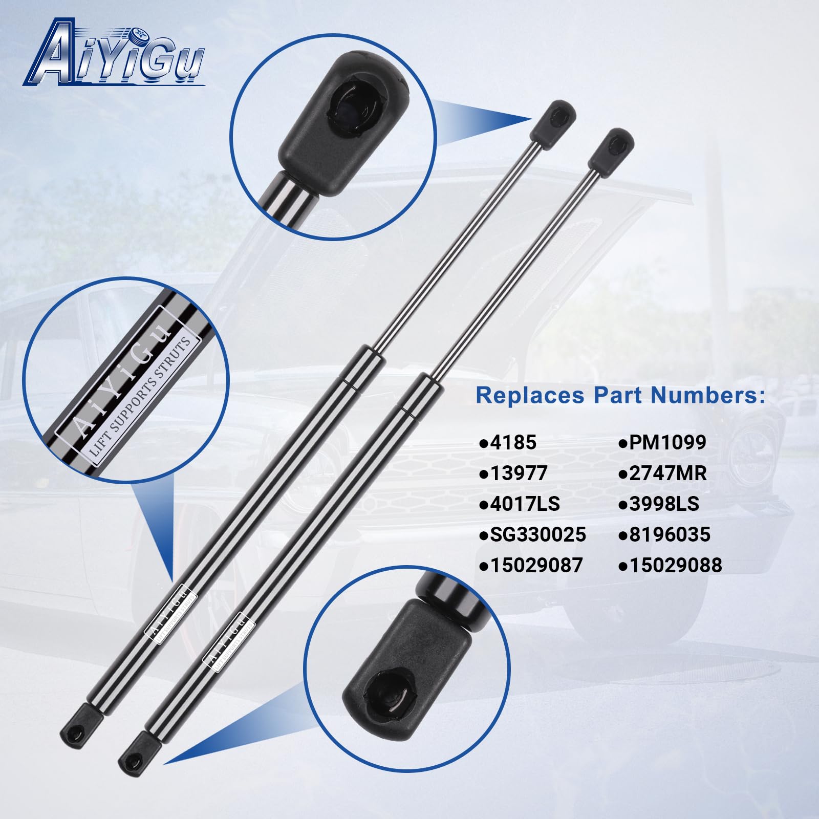 AiYiGu liftgate gas spring extended for strong holding power and quiet operation.