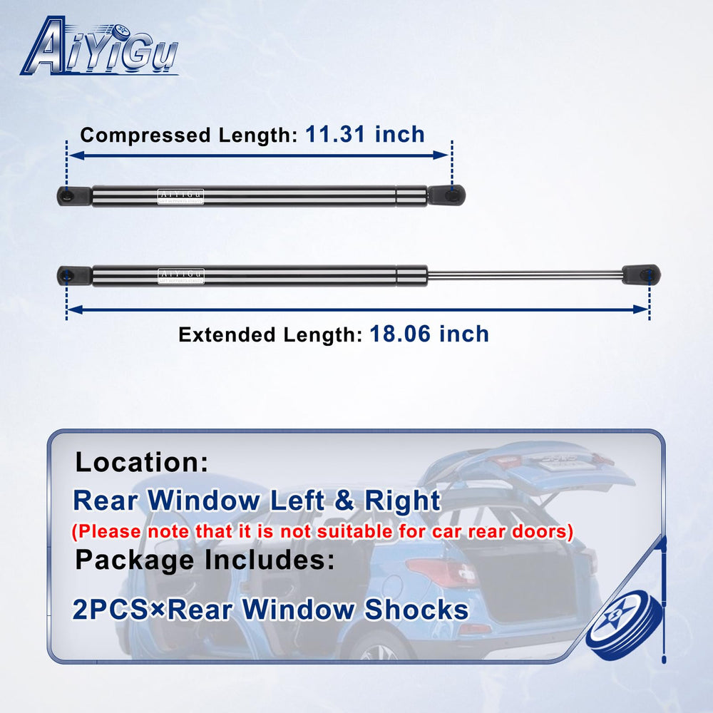 AiYiGu rear window glass shock assembly demonstrates secure mounting and action.