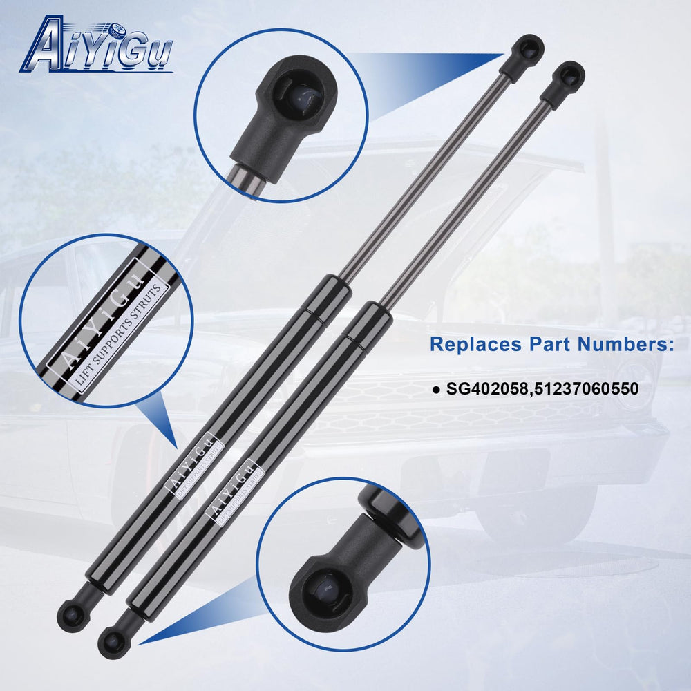 Pair of AiYiGu SG402058 hood shocks replaces OEM SG402058 for a precise fit