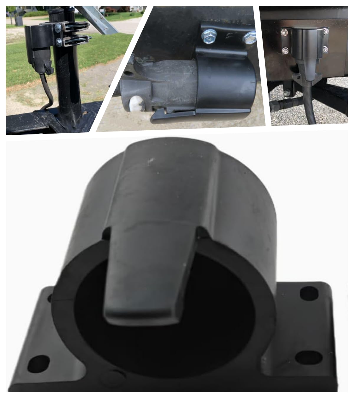 Aizhuer 7-Way Round Plug Protector installed on trailer harness for reliable connections