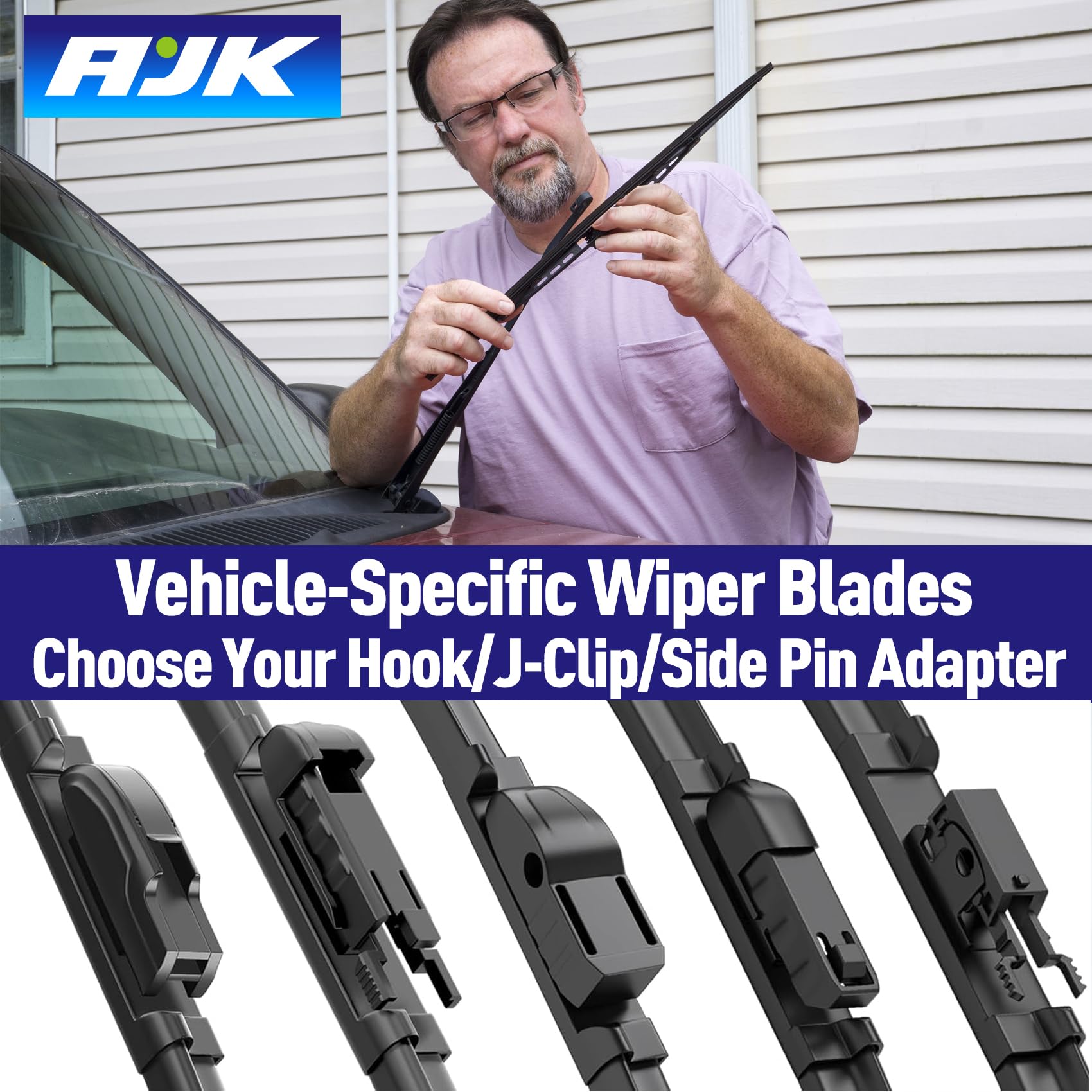 AJK dual-spring assembly applies uniform pressure along the entire blade length.