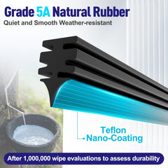 AJK wiper blade closeup rubber squeegee emphasizes durable all-weather performance