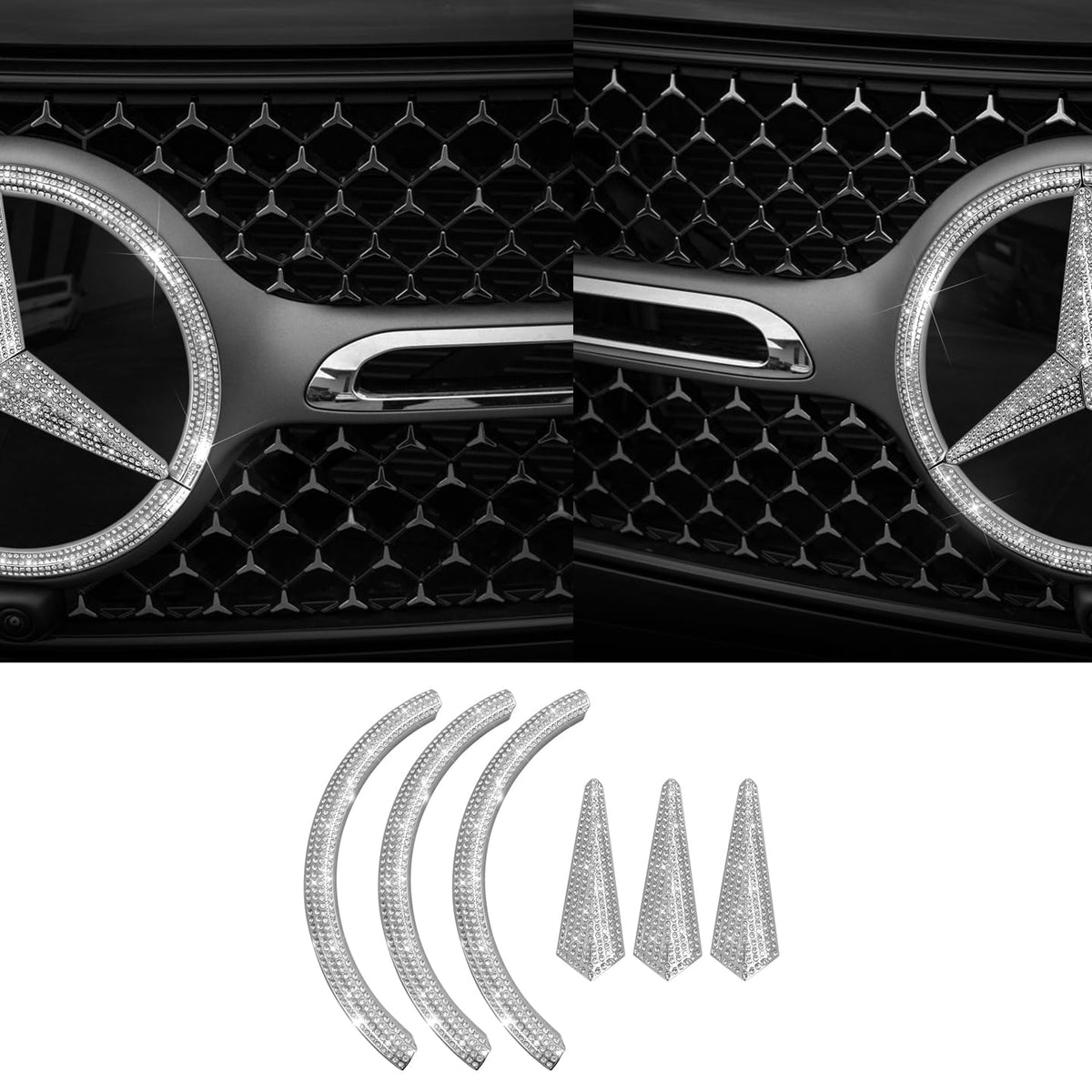 AJLOTMO Mercedes front emblem small rhinestone detail enhances exterior luxury