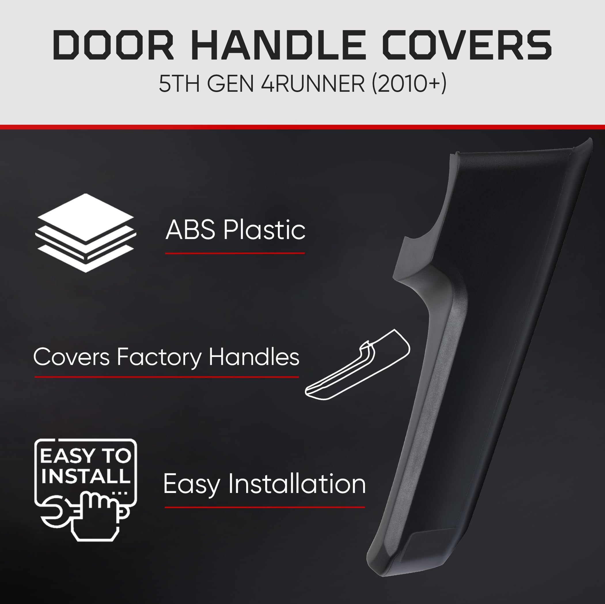 AJT Design ABS plastic rear door handle cover provides lasting interior protection.