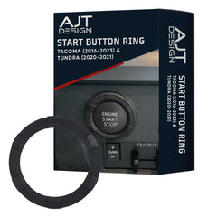 AJT DESIGN start button ring on Tacoma 2016-2023 front view, matte black upgrade.