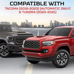Tacoma 2016-2023 side view with AJT DESIGN start button ring, factory-like fit.