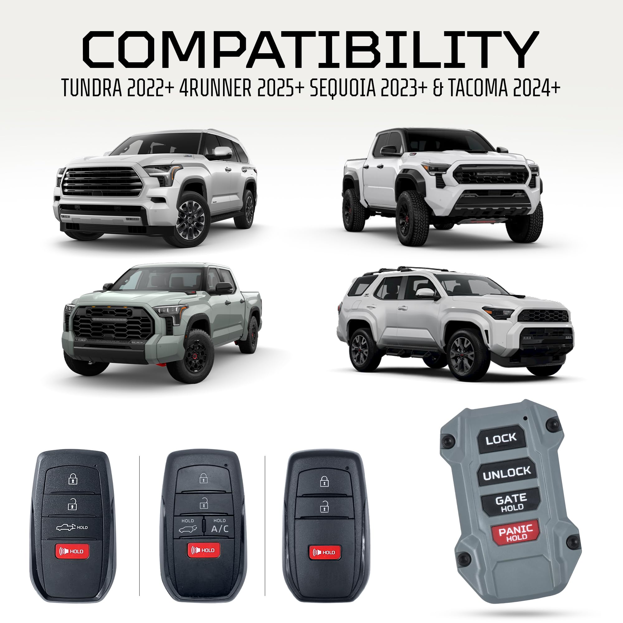 AJT DESIGN Tacoma 2024 replacement fob back view shows durable shell