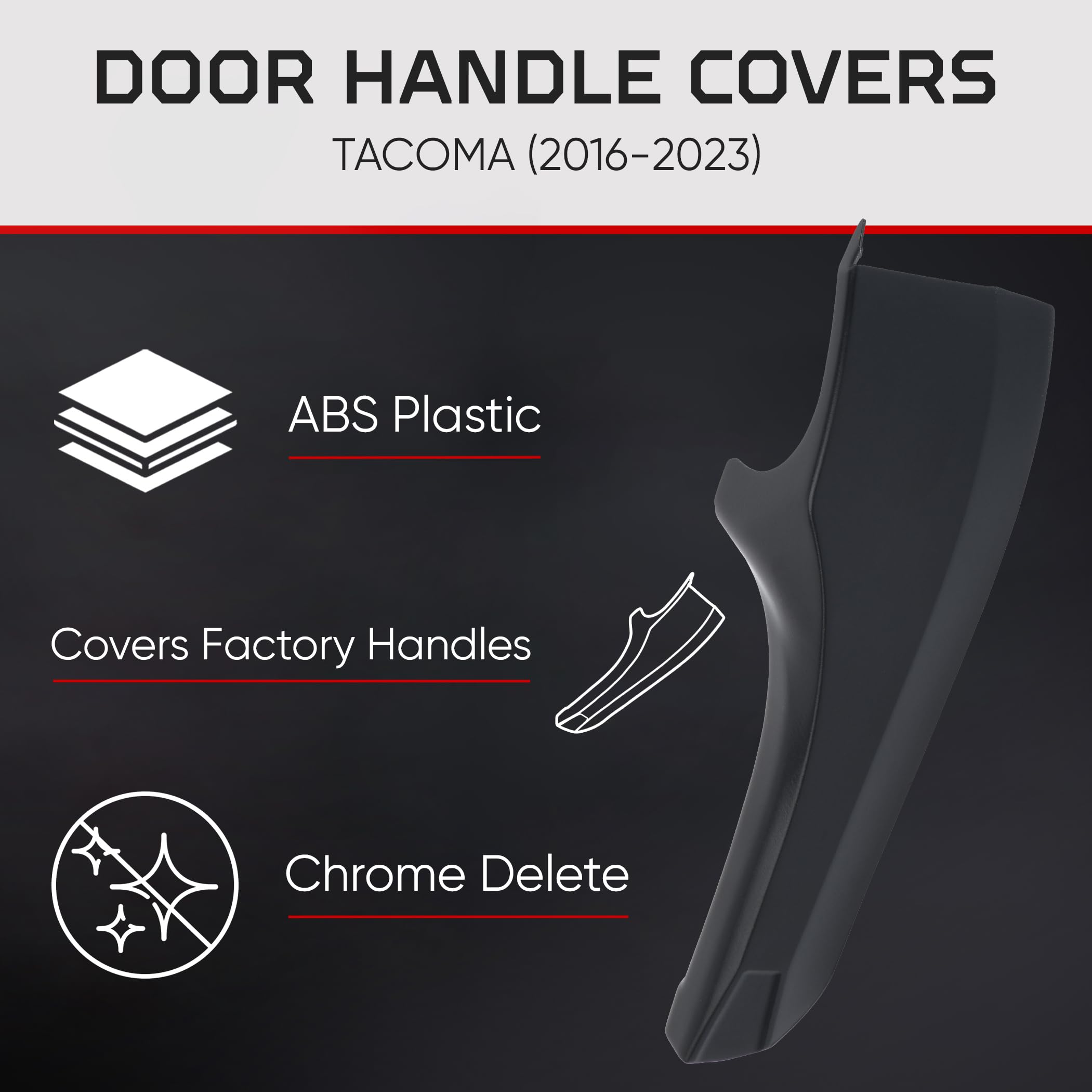 AJT DESIGN Tacoma door handle cover rear-right in black blends with OEM trim