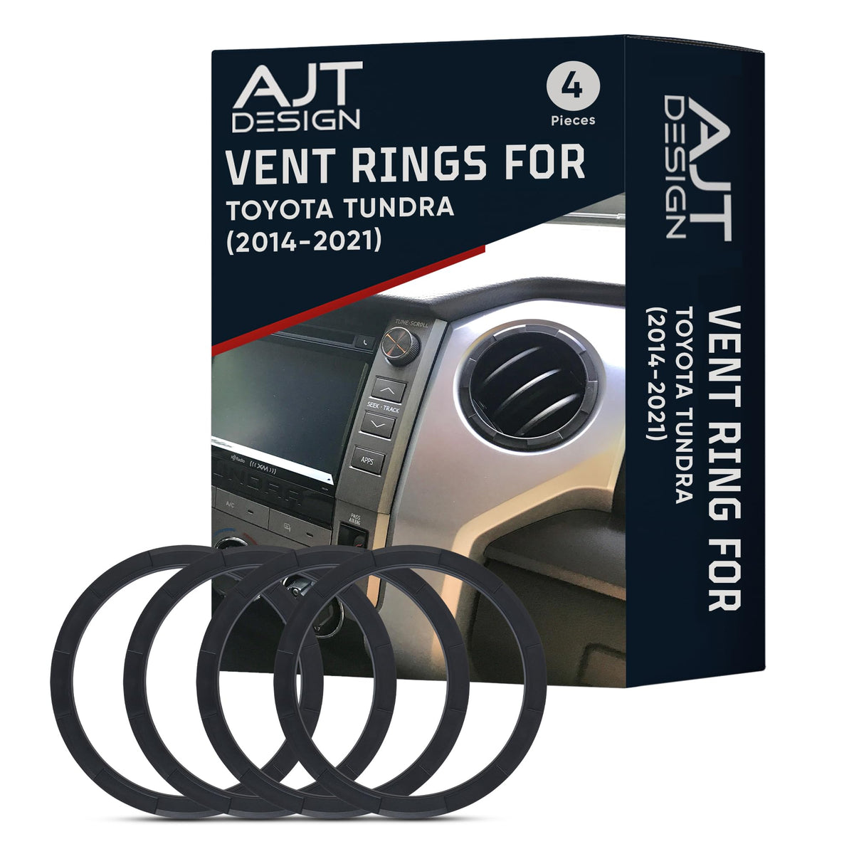 AJT DESIGN Tundra vent ring blackout close-up; durable ABS plastic for long-lasting interior upgrade.