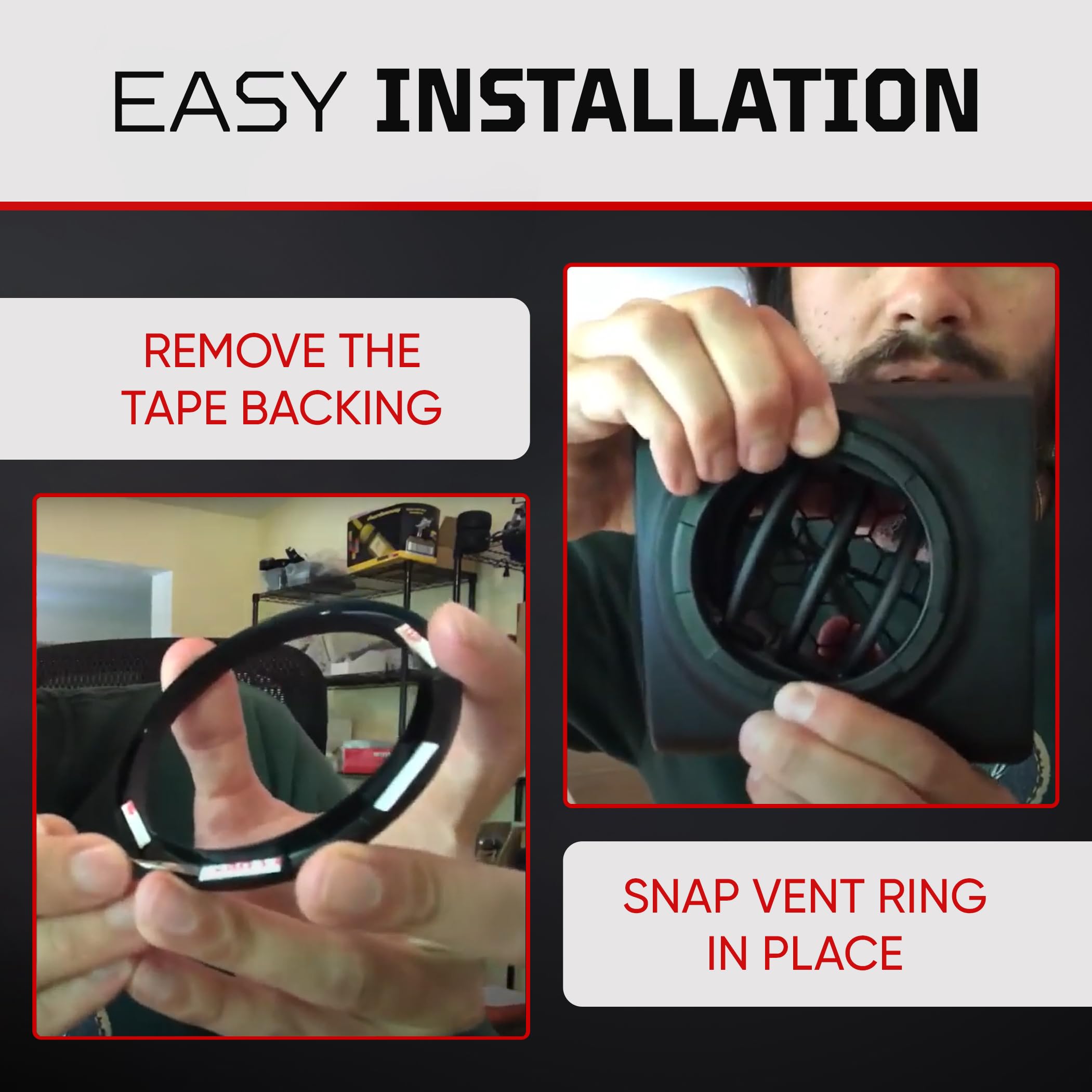 AJT DESIGN Tundra vent ring blackout side-angle view demonstrates depth.