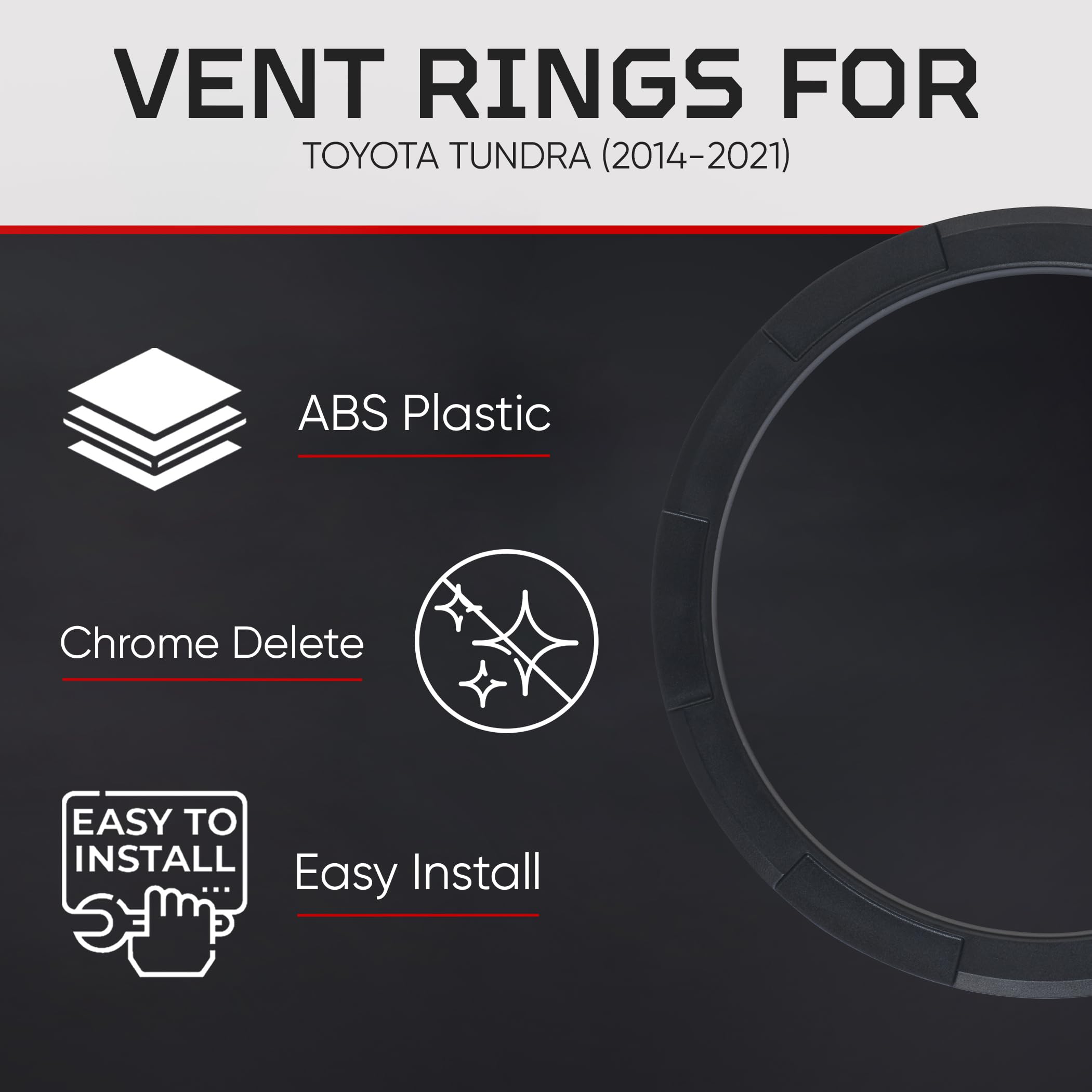 AJT DESIGN vent ring with blackout finish replacing chrome for chrome-delete look.