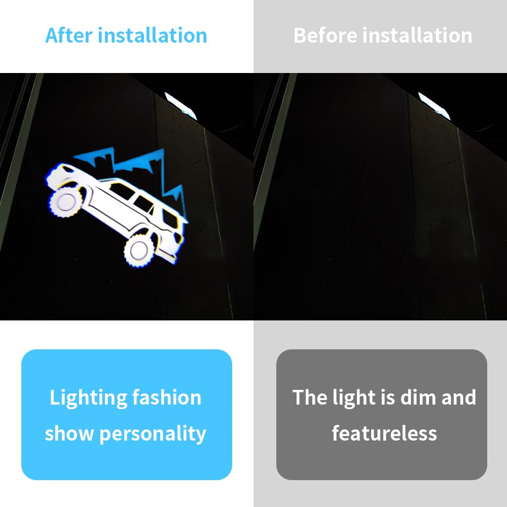 Akarin 2-pack LED door logo lights illuminate the ground as you approach your 4Runner with blue glow.